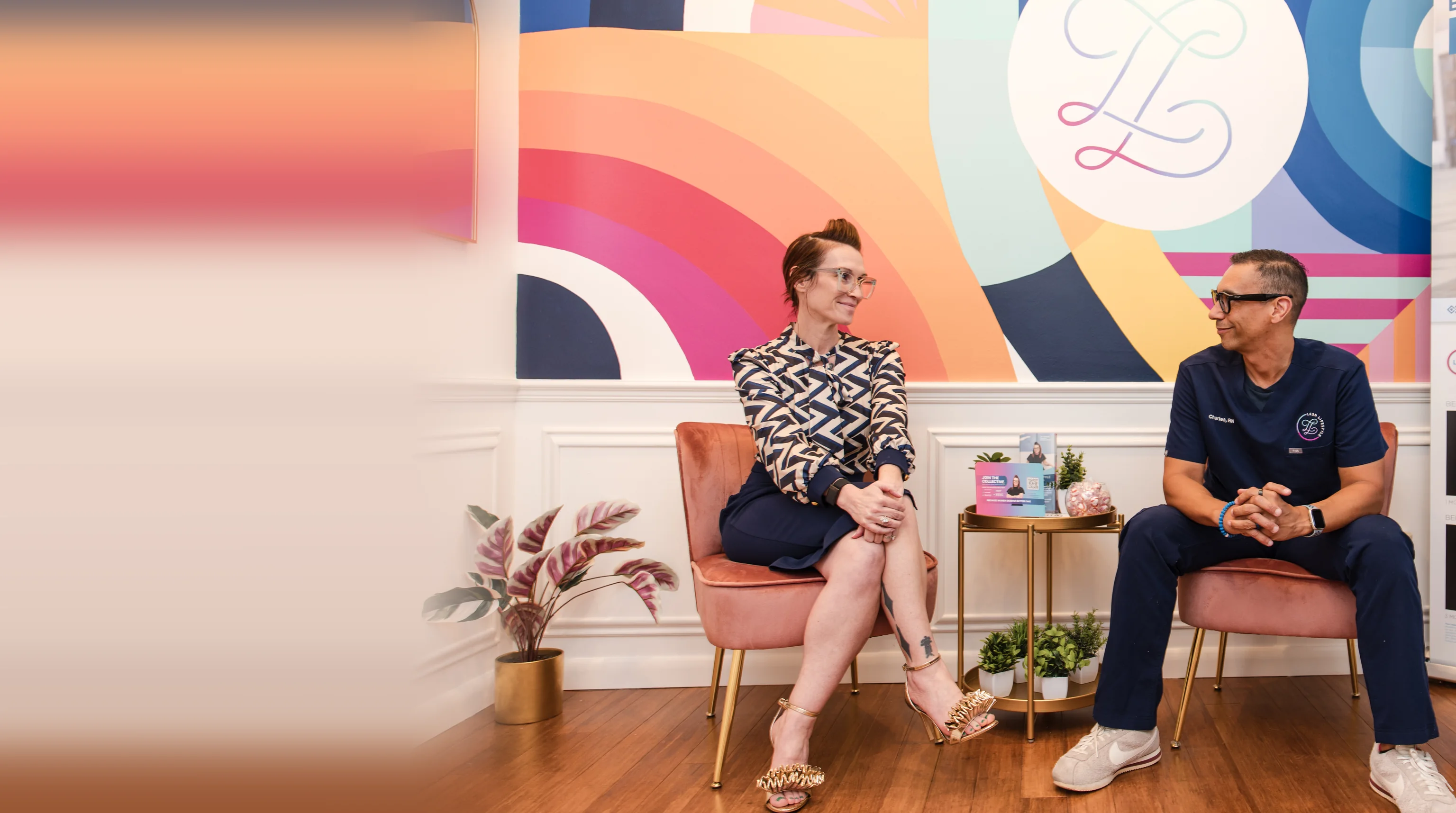 Dr. Sarah Secor-Jones and Charles, RN in the Lesh Lifestyle waiting room in Sarasota