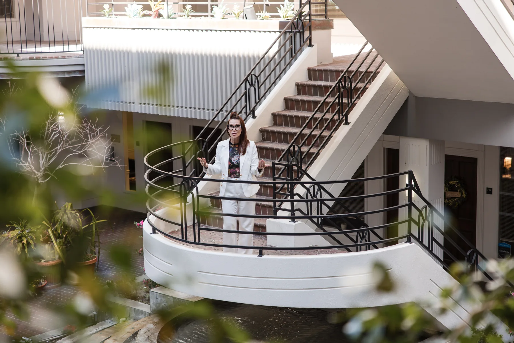 The atrium staircase in the building that houses Lesh Lifestyle in downtown Sarasota